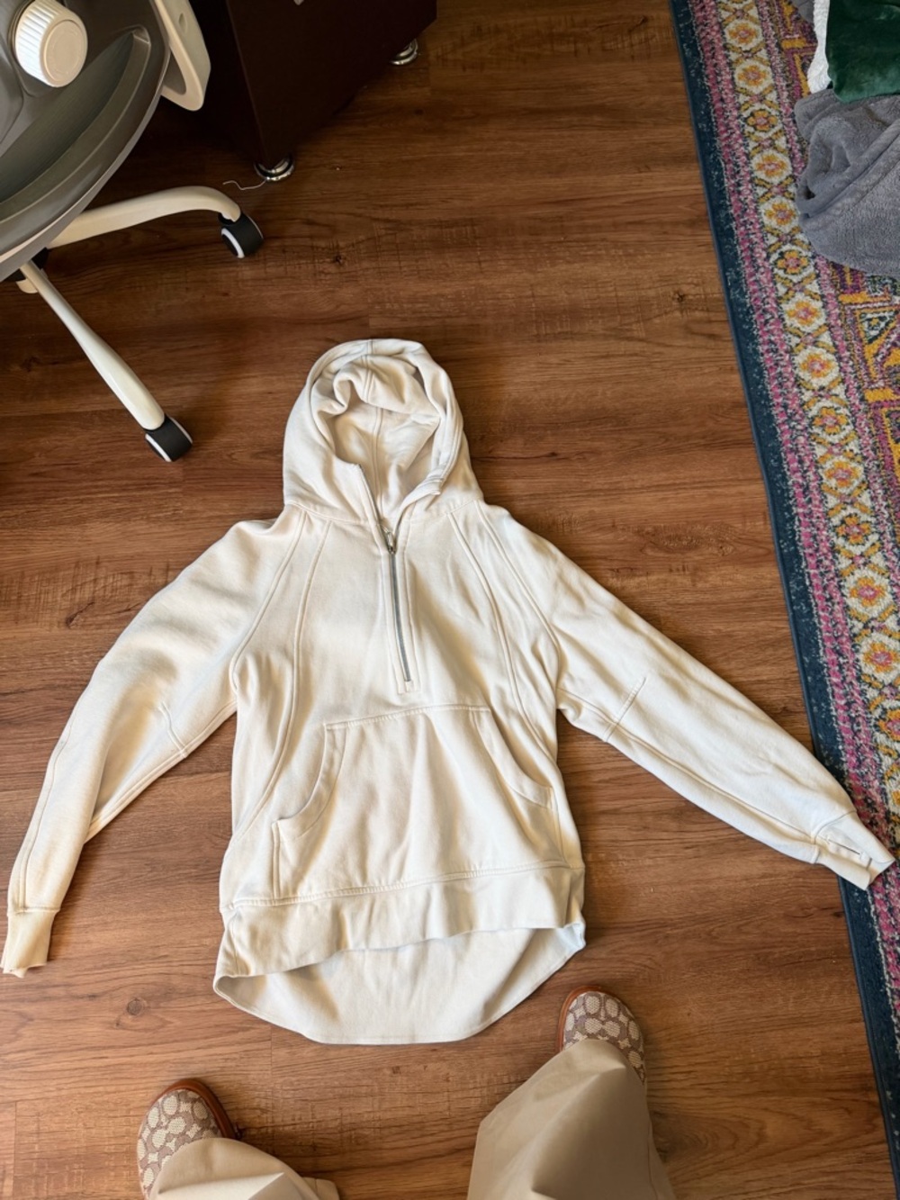Lululemon Scuba Oversized Half Zip Hoodie Long Light Ivory M/L 🍦